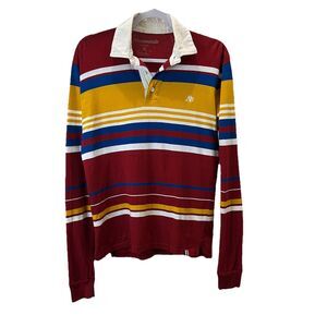Vintage Aeropostale Mens M Long Sleeve Polo Shirt A87 Rugby Stripe Y2K Sport